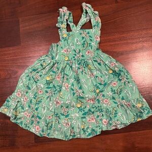 Cat & Jack Floral Green Cotton Kids Dress Size 3T